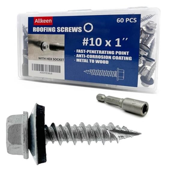 #10 x 1 Hex Head Sheet Metal Roof Screws, Rustpert Coating Metal to Wood siding - Picture 1 of 14